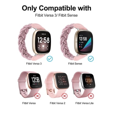 Wearlizer Elastic Braided Strap For Fitbit Sense/Versa 3/Sense 2/Versa 4 – Slim Solo Loop Band For Women (Black, M)