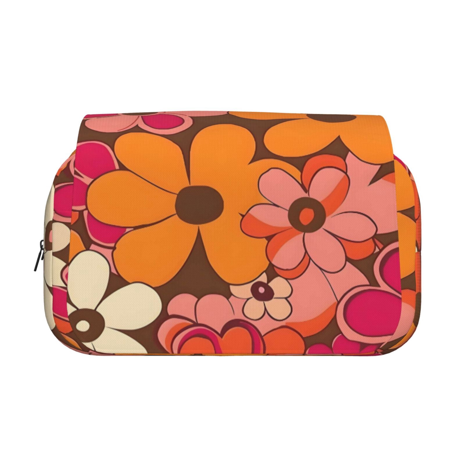 Large-Capacity Flip-Top Double-Layer Pencil Case, Multi-Functional Pocket Pen Case, Durable Stationery Organizer Retro Groovy Flowers Pattern (14)
