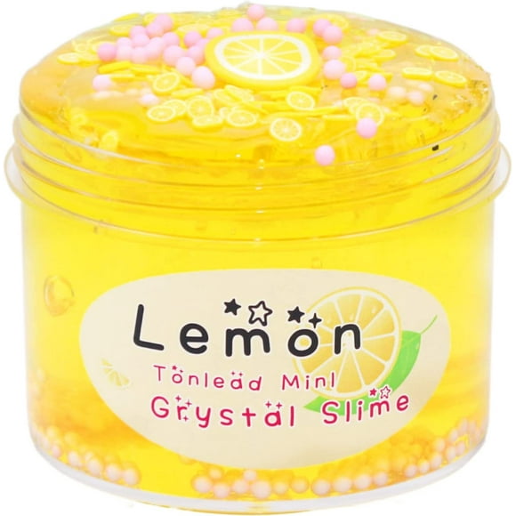 SHIQI-Kiwi Green Clear Slime Crystal Putty Soft Jelly Clay Non-Sticky Slime Premade for Girls Boys, Crunchy Bubble Slime DIY Cotton Mud Stretchy Kids Toys Art Craft Birthday Party Favor (Yellow)