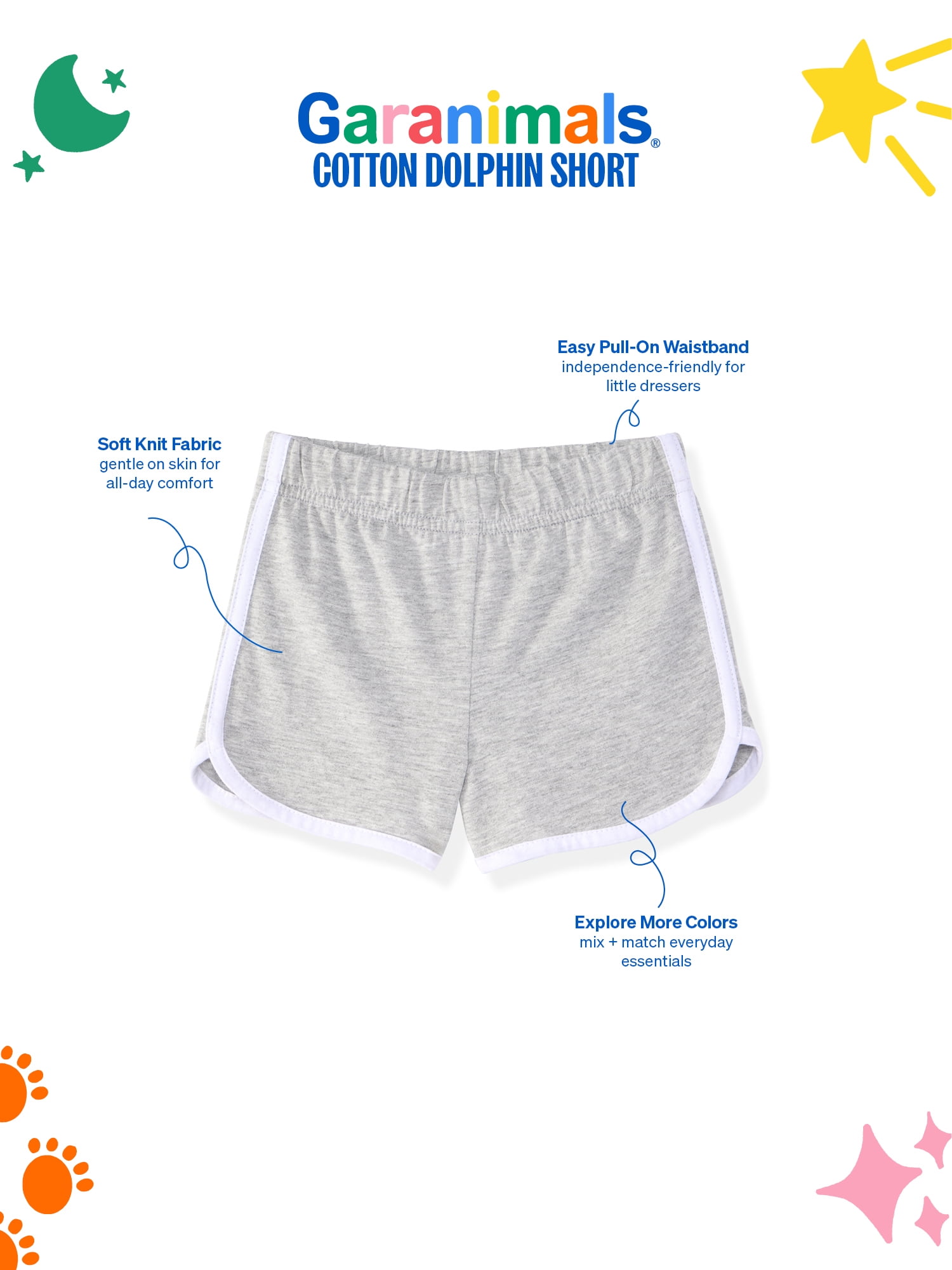 Garanimals Newborn, Baby & Toddler Girl Cotton Pull-On Dolphin Shorts, Sizes 0-6T