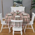 thumbnail image 2 of Red and Green Christmas Plaid Pattern Round Tablecloth 60"x60",Wrinkle Wipeable Table Cloth for Kitchen Dining Room Picnic Patio Party, 2 of 6