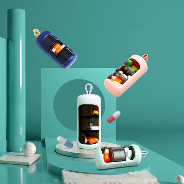 Fiudx Caja de Almacenamiento Portátil, Organizador Compacto de Tres Compartimentos, Diseño de Tapa Deslizante, Almacenamiento de Medicamentos, Plástico Apto para Uso Alimentario, Fácil de Transportar