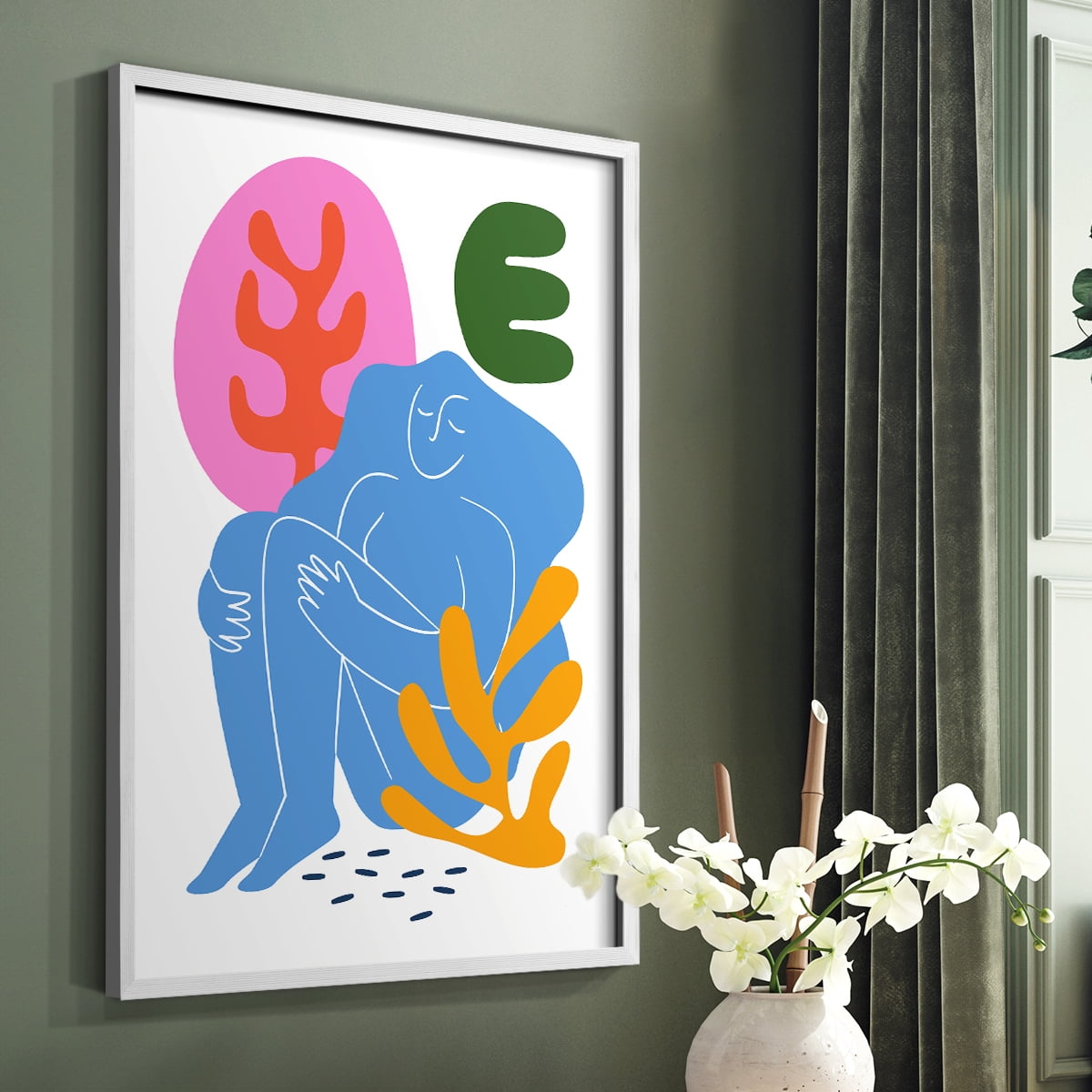Matisse CDXLI in White Solid Wood Framed Print No Nail Hanging
