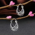 thumbnail image 6 of 925 Sterling Silver Vintage Filigree Hoop Earrings for Women Floral Flower Heart Clip-on Small Huggie Hoop Earrings Lightweight Oval Hoop Earrings Jewelry Christmas Gifts for Mom, 6 of 14