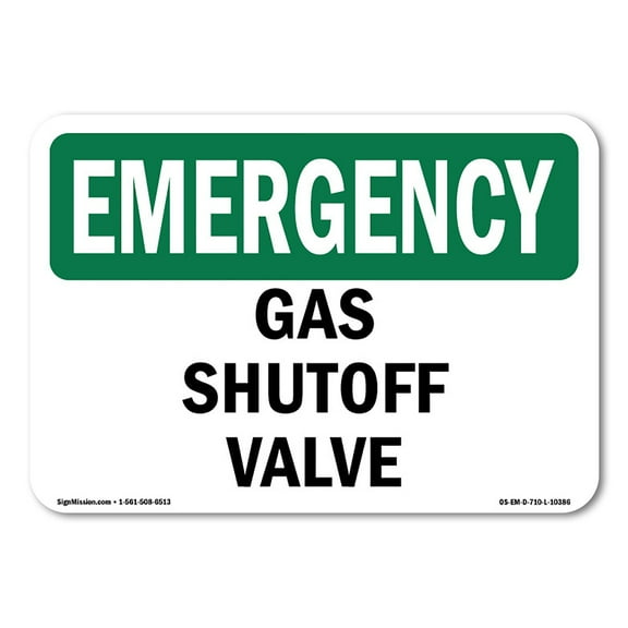 OSHA EMERGENCY Sign - Gas Shutoff Valve | Plastic Sign | Protect Your Business, Construction Site, Warehouse & Shop Area | Made in the USA