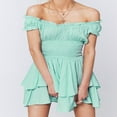 thumbnail image 2 of Chic Off Shoulder Dress Summer Chiffon Mini Dress With Waist Ruffle Sleeves & Sweetheart Neckline, 2 of 2