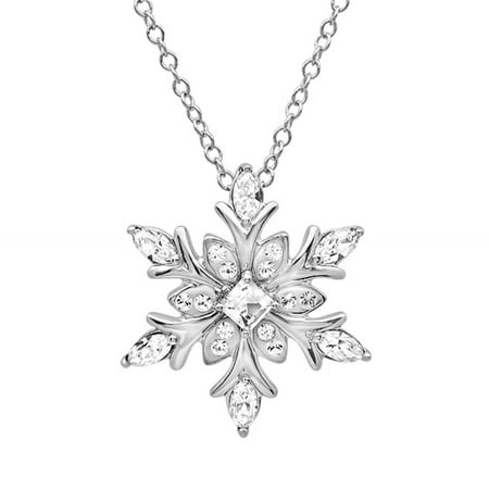 - Sterling Silver Snowflake Pendant-Necklace made with Swarovski Crystals