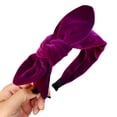 thumbnail image 3 of opvise Women Hairband Rabbit Ears Elegant Retro Velvet Wild Gift Headwear Solid Color Bowknot Ladies Hair Hoop Hair Accessories Purple, 3 of 8