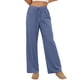 thumbnail image 5 of Amzcrzy Pantalones Mujer A Rayas Informales Cintura Alta Cordón Elástico Tipo Bóxer Cómodos Holgados Anchos Con Bolsillos Tallas S-2XL Azul, 5 of 8