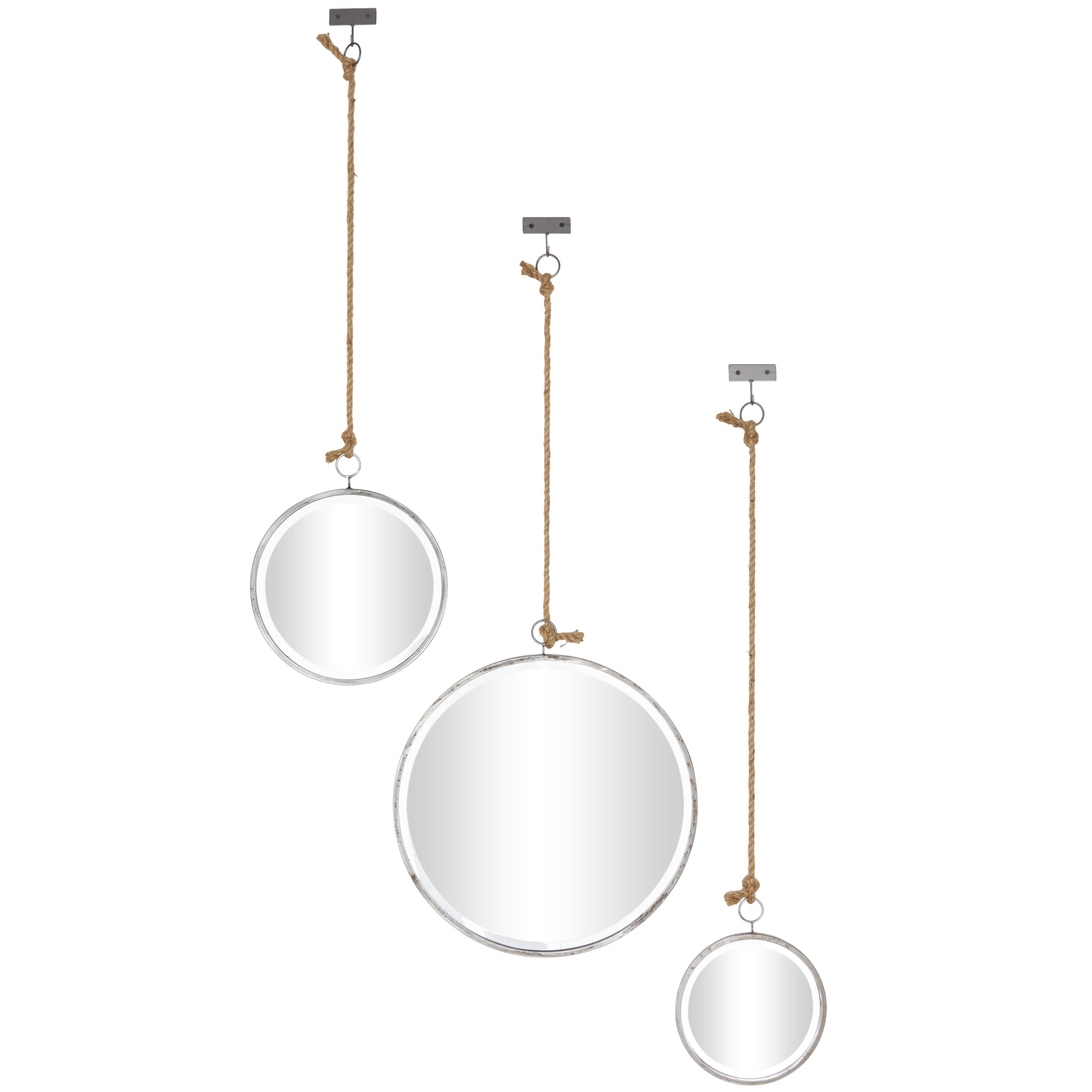DecMode 20", 13", 10"W Dark Gray Hanging Wall Mirror, Set of 3
