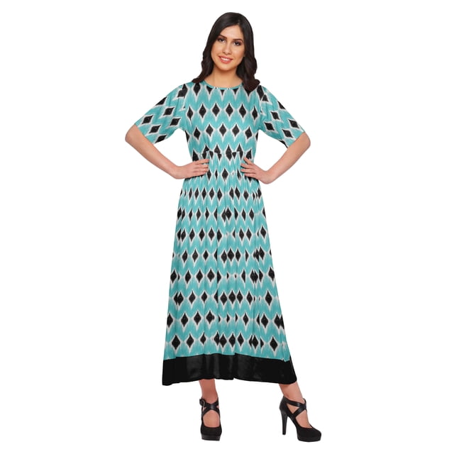 Moomaya Robe Kurta Imprimée Tenue d'Été Kurti pour Dames Tunique Longue Hauts pour Femmes
