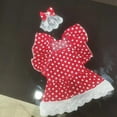 thumbnail image 4 of Pet Red Dress Flying Sleeve Dots Printing with Headgear Dog Outfits, 4 of 9