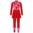 thumbnail image 6 of iiniim Girls 2Pcs Beach Surfing Bathing Suit Rashguard Swimsuit Kids Long Sleeve Swim Dress Pants Red 14, 6 of 7