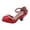 Red, variant on Girls Sandals Adjustable Ankle Strap Low Heeled Pearl Pumps Comfortable Dress Wedding Party Close Toe Princess Shoes Red Size 2 Big Kid