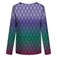 thumbnail image 5 of Blusa de cuello redondo de manga larga con estampado degradado de novedad clásica para mujer Pompotops  gfhjh19263, 5 of 5