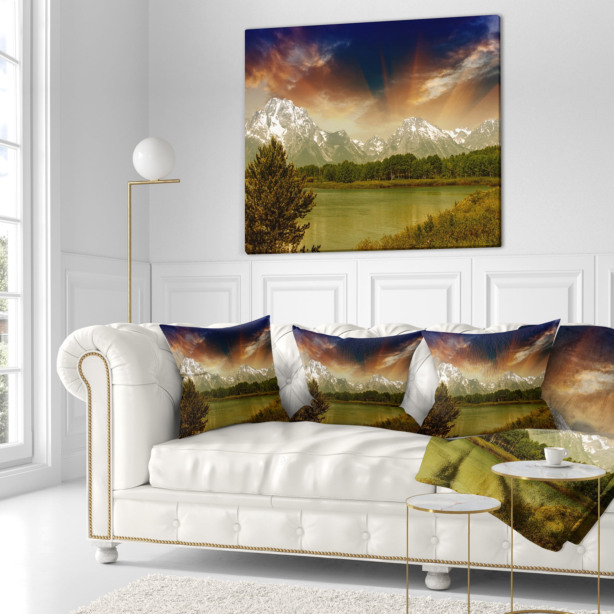 Designart Grand Teton National Park - Landscape Printed Throw Pillow - 16x16
