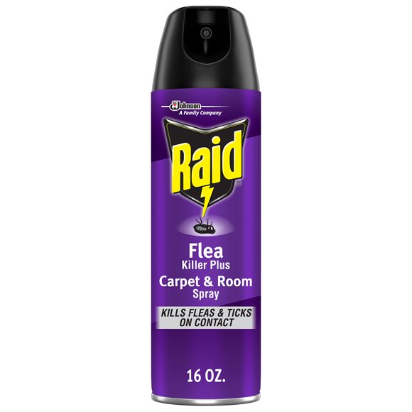 Raid aerosol para alfombras y habitaciones mata pulgas 473 mL, protege hasta 4 meses