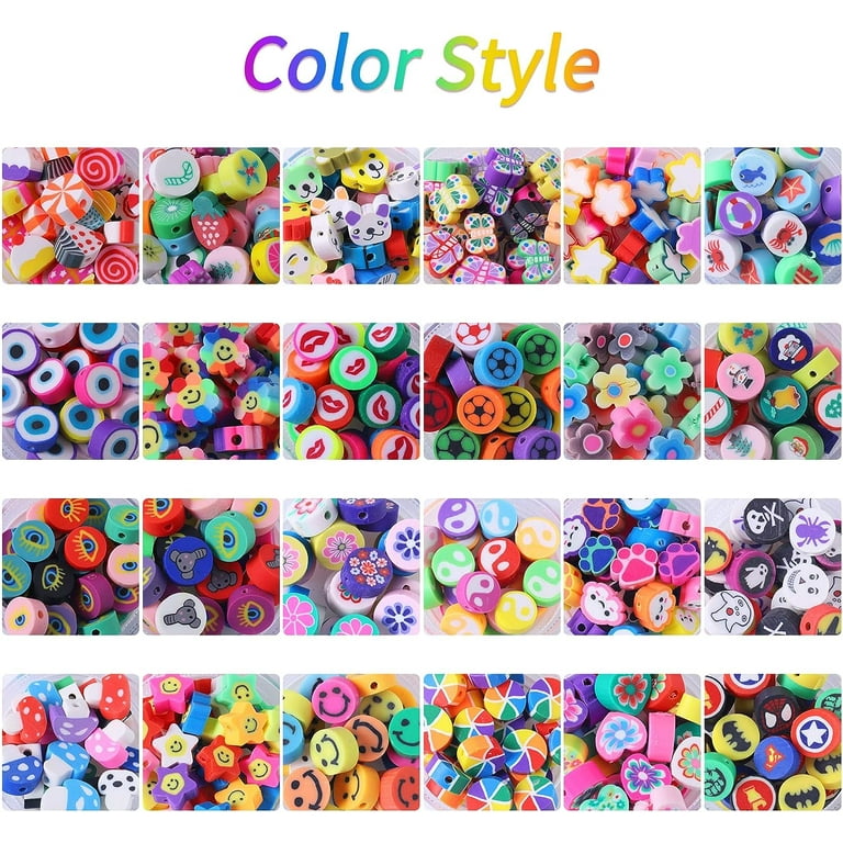 1140Pcs Flower Smiley Face Beads Polymer Clay Bead Kit Include y2k