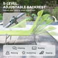 thumbnail image 5 of Outsunny Portable Sun Lounger, Lightweight Folding Chaise Lounge Chair w/ Adjustable Backrest & Pillow for Beach, Poolside, Patio, Silver Frame Green, 5 of 11