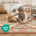 thumbnail image 4 of ODIKA 8'x10' Washable Area Rug Herringbone Boho Layered Geometric Door Farmhouse Striped Border for King Size Bedroom Under Bed, Master Suite, Non-Shedding, Easy Care, 4 of 7