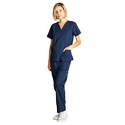 Dagacci Medical Uniform Unisex Scrubs Set Scrub Top and Pants