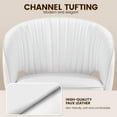 thumbnail image 4 of CRXX Home Office Chair, Faux Leather Desk Chair, Modern Swivel Chair with Tufted Barrel Back, Rolling Wheels for Office,Study, Vanity, Bedroom White, 4 of 10