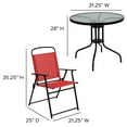 thumbnail image 6 of 6 Piece Red Patio Garden Set with Table, Umbrella and 4 Folding Chairs, 6 of 13