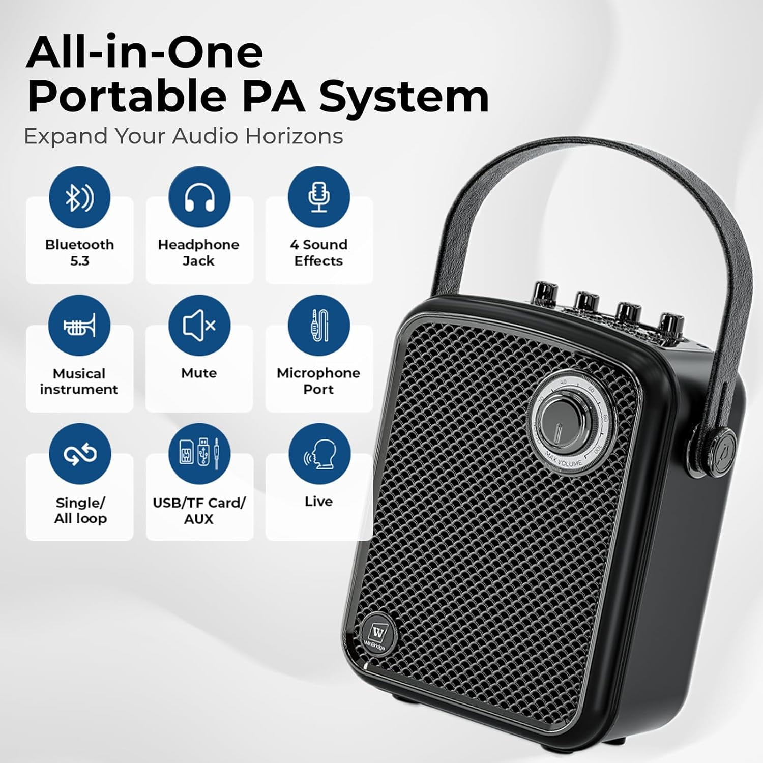 HW HAOWORKS Wireless Voice Amplifier Portable PA Speaker System Karaoke Machine S100 70W Bluetooth 5.3 1-Pack