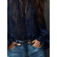 thumbnail image 5 of Women's Autumn Clothing, 1pc Cold Shoulder Printed Vintage Floral Chiffon Blouse, Semi-Sheer Long Sleeve Top Suitable For Summer And Autumn Wear,, 5 of 5