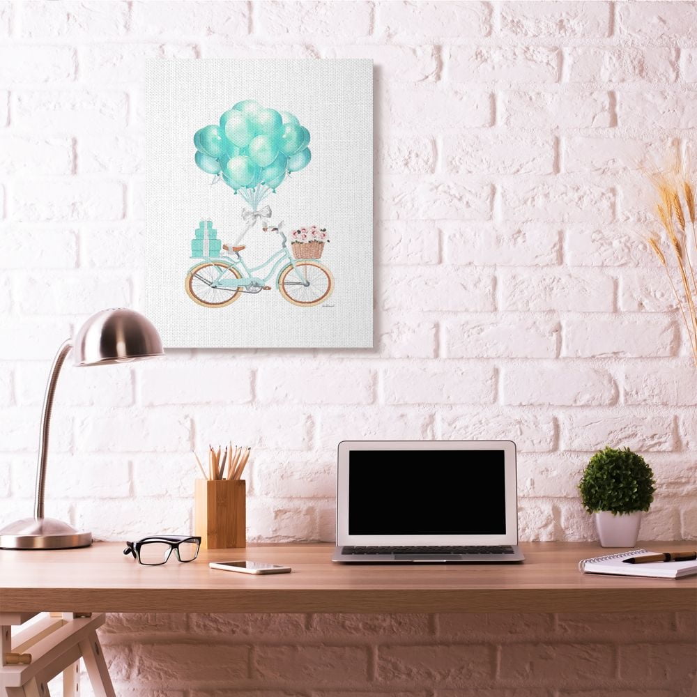 Stupell Industries Blue Balloon Bike Watercolor Design Canvas Wall Art by Amanda Greenwood