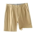 thumbnail image 2 of sunsanly Men Suit Shorts High Waist Button Zipper Fly Casual Shorts Solid Color Straight Wide Leg Office Shorts Knee Length Shorts Workwear, 2 of 8