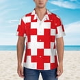 thumbnail image 2 of Fuzoiu Red Cross 1 Print Hawaiian Shirt for Men, Summer Beach Casual Short Sleeve Button Down Shirts, Men’s Beach Summer Shirts with Pocket,Large, 2 of 7