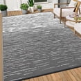 thumbnail image 3 of HIWEAVER 9' x 12' Gray/White Outdoor Rug PP Plastic Straw Woven Waterproof Patio Rug with Border Portable Outside Carpet for Balcony Deck Picnic Garden Decor, 3 of 6