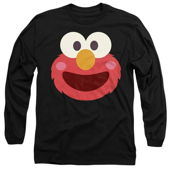 Sesame Street Elmo Kawaii Face Unisex Adult Long-Sleeve T Shirt, Black, 3X-Large