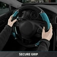 thumbnail image 3 of Leather Steering Wheel Cover - Made with PVC Leather - Anti-Slip, Universal Fit 14 1/2 inches to 15 inches - Dark Blue, 3 of 16