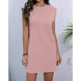 thumbnail image 4 of Women'S Summer Short T Shirt Dress Cap Sleeve Crew Neck Casual Loose Basic Mini Dresses Pink M, 4 of 7