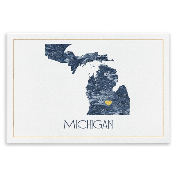 Stupell Industries Contemporary Michigan Minimal Blue Marbled Paper Silhouette Wall Plaque Art, 15 x 10, by Lil' Rue