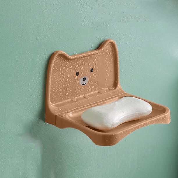 pstuiky Jabonera de pared con forma de oso pequeño desmontable antiacumulación y drenaje.
