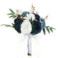 thumbnail image 2 of Wedding Bouquets for Bride Verdsylv Artificial Bridal Bouquet, Realistic Silk Rose Wedding Bouquet with Greenery for Bride, Flower Girl, Ceremony Decor, Faux Holder Flowers, Wedding Decorations, Blue, 2 of 8