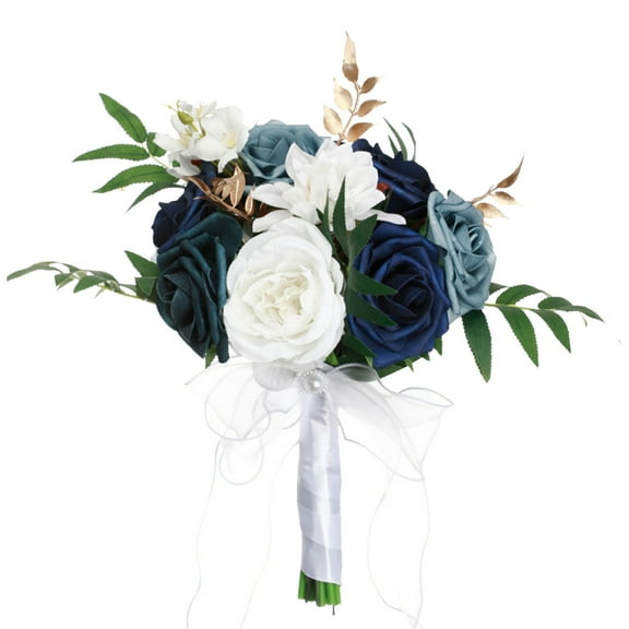 Holding Flowers Wedding Flower, Ongmies Artificial Rose Flower Bouquet – Faux Floral Wedding Decor with Greenery & Petals for Outdoor Bridal, 1 Wedding Bouquet