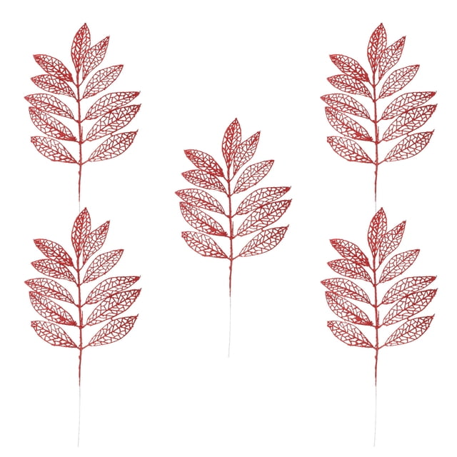 5pcs decoración navideña hojas de plantas artificiales ahuecan hacia fuera las hojas del poder del brillo