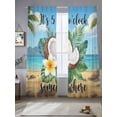 thumbnail image 2 of Summer Beach Sheer Curtains 2 Panels Set It's 5 O'clock Somewhere Tropical Coconut Floral Sheer Window Curtains Light Filtering Rod Pocket Voile Drapes for Bedroom Living Room 52"X108", 2 of 9