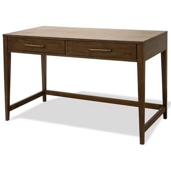Riverside Furniture Vogue 2 Drawer Wood Writing Desk in Plymouth Brown Oak