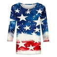 thumbnail image 4 of Cavosen Red White and Blue Shirts for Women Petite Independence Day 3/4 Sleeve Round Neck T Shirts USA Star Striped Graphic Shirts Lady XL 4th of July Casual Shirts Red White and Blue Tunic Tees, 4 of 5