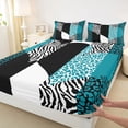 thumbnail image 3 of jejeloiu Wild Leopard Cheetah Full Size Sheets,Black Zebra Lines Bed Sheets For Kids 4pcs, 3 of 7