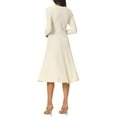 thumbnail image 3 of INSPIRE CHIC Women's Long Sleeve Criss Cross V Neck Knit Sweater Midi Dress XL Beige, 3 of 5