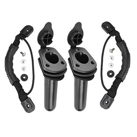 

NovelBee 2pcs of Kayak Deck Plastic Flush Mount Fishing Rod Holders and 2pcs of Side Mount Carry Handles with Mounting Screws