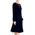 thumbnail image 4 of Ygbgbb Women's 2026 Velvet Dress Long Sleeve Crewneck Solid Tunic Dresses Pleated Midi Dress for Wedding Guest Evening Dancing Dark Blue XXL, 4 of 6
