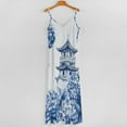 thumbnail image 5 of Blue Chinoiserie Toile Hydrangea Sleeveless Dress Loose Women's Dress Dresses Luxury Evening Dresses, 5 of 9