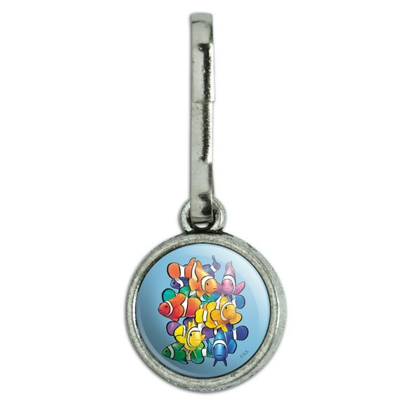Clowns Clownfish Fish Rainbow Antiqued Charm Clothes Purse Suitcase Backpack Zipper Pull Aid